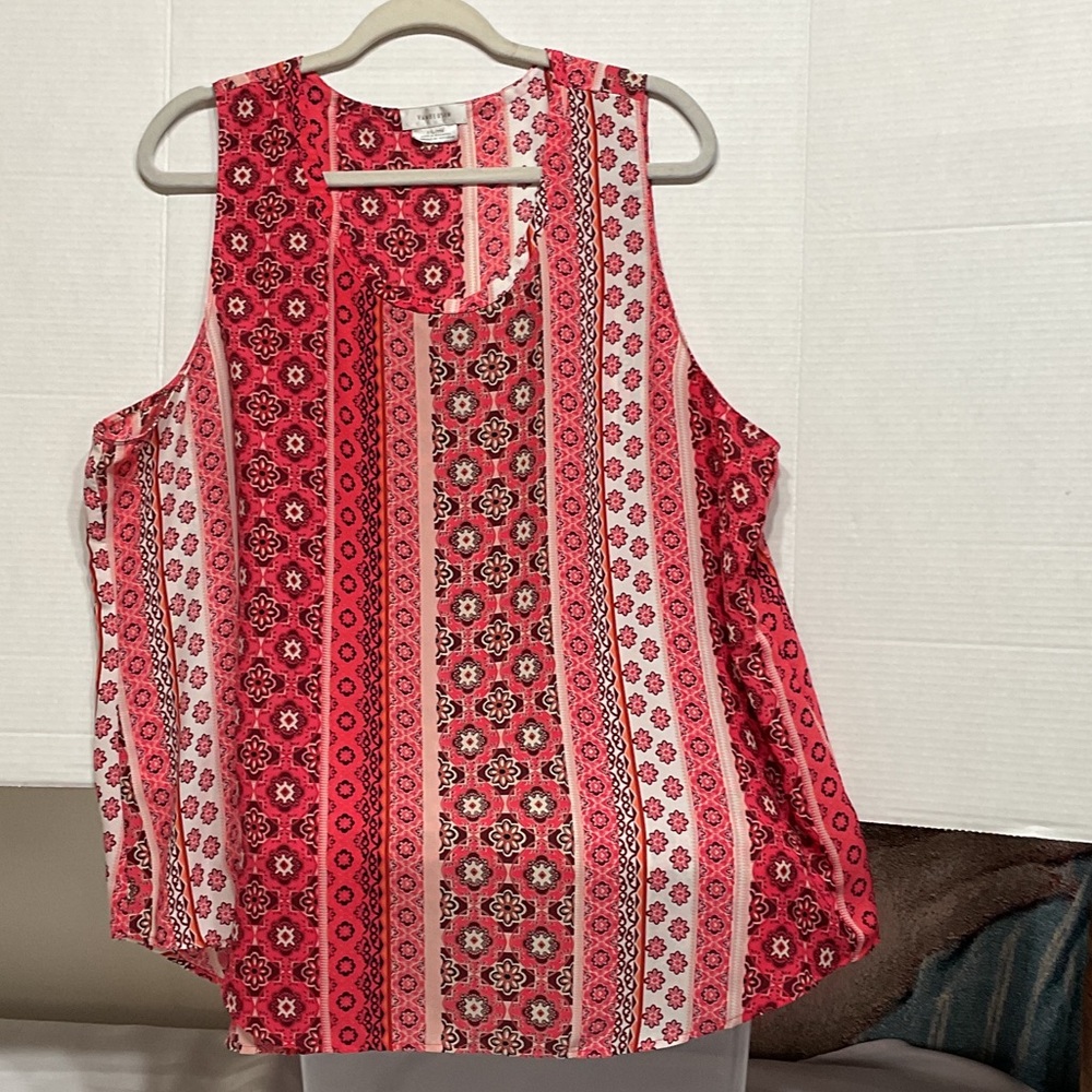 Women's Sleeveless Floral Top orange and White